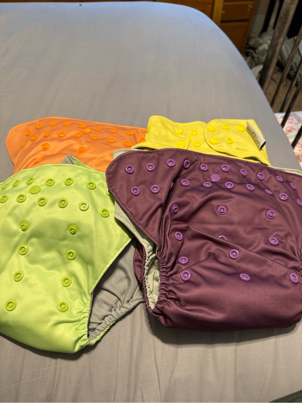Colorful Reusable Kids Cloth pocket Diaper - Yellow, Orange, Lime, Purple